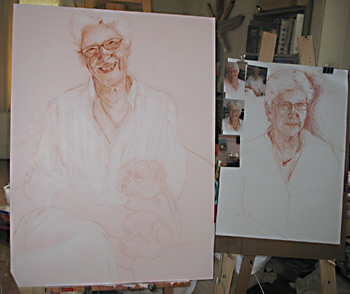 Portrait of Raje underpainting